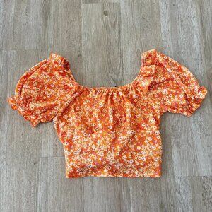 Womens Ava Rose Orange Floral Blouse - M